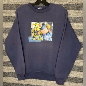 Vintage 90’s Navy Winnie the Pooh Tigger & Eeyore Crewneck Sweatshirt Medium